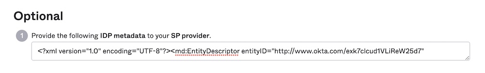 Okta IdP metadata